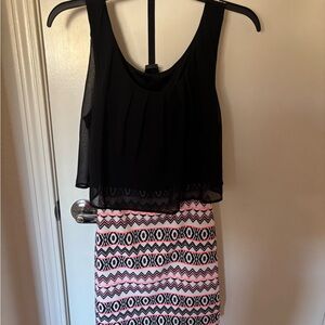 Black and Pink Sleeveless Dress